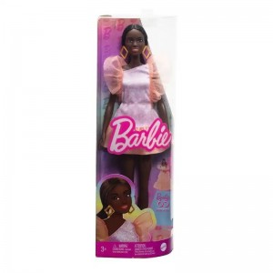 MATTEL BARBIE FASHIONISTAS ΜΕΛΑΧΡΙΝΗ ΡΟΖ ΦΟΡΕΜΑ ΜΕ ΚΟΡΑΛΙ ΤΟΥΛΙ FBR37 / HRH14