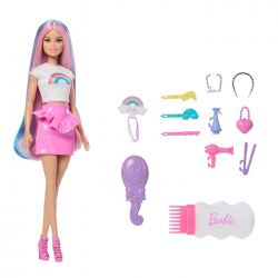 MATTEL BARBIE ΚΟΥΚΛΑ ΠΟΛΥΧΡΩΜΑ ΜΑΛΛΙΑ ΜΕ ΓΚΛΙΤΕΡ JJP07 / JJP06