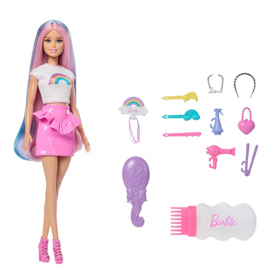 MATTEL BARBIE ΚΟΥΚΛΑ ΠΟΛΥΧΡΩΜΑ ΜΑΛΛΙΑ ΜΕ ΓΚΛΙΤΕΡ JJP07 / JJP06