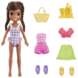 MATTEL POLLY POCKET ΚΟΥΚΛΑ ΜΕ 3 ΣΕΤ ΜΟΔΑΣ ΚΑΣΤΑΝΑ ΜΑΛΛΙΑ HNF50 / HKV86