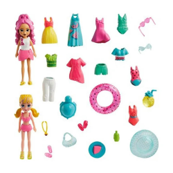 MATTEL POLLY POCKET 2 ΚΟΥΚΛΕΣ ΜΕ ΣΕΤ ΜΟΔΑΣ - FRUIT POOL FUN HNF51 / HKV95