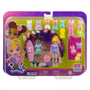 MATTEL POLLY POCKET 2 ΚΟΥΚΛΕΣ ΜΕ ΣΕΤ ΜΟΔΑΣ - SURF SUNSET FASHION FUN HNF51 / HRD61