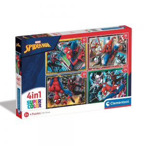 CLEMENTONI 4 IN 1 PUZZLE 12-16-20-24 ΤΕΜ SUPER COLOR MARVEL SPIDERMAN 87427 / 21515