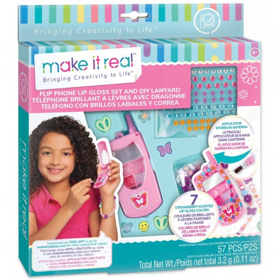 MAKE IT REAL FLIP PHONE LIP GLOSS SET AND DIY LANYARD 2329