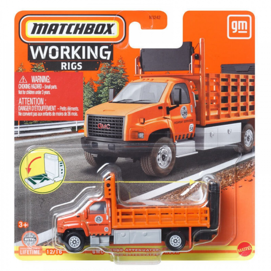 MATTEL MATCHBOX WORKING RIGS GMC 3500 ATTENUATOR TRUCK N3242 / HVV17