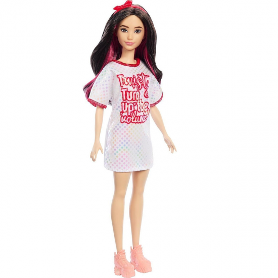 MATTEL BARBIE FASHIONISTAS ΜΕΛΑΧΡΙΝΗ ΑΣΠΡΟ ΦΟΡΕΜΑ FBR37 / HRH12