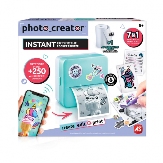 AS COMPANY ΦΟΡΗΤΟΣ ΕΚΤΥΠΩΤΗΣ PRINT CREATOR - INSTANT POCKET PRINTER 1863-70607