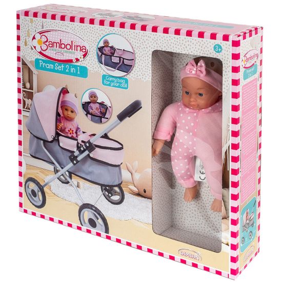 JUST TOYS BAMBOLINA AMORE ΚΟΥΚΛΑ ΜΩΡΟ 36ΕΚ.  ΜΕ ΚΑΡΟΤΣΙ ΣΕΤ 2 ΣΕ 1 BD2113