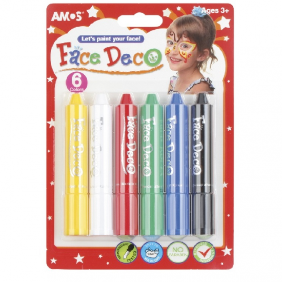 AMOS FACE DECO ΧΡΩΜΑΤΑ ΠΡΟΣΩΠΟΥ ΣΕΤ 6 ΧΡΩΜ 134FD5Β6