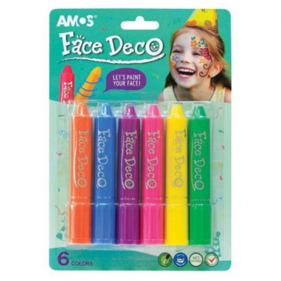 AMOS FACE DECO ΧΡΩΜΑΤΑ ΠΡΟΣΩΠΟΥ ΣΕΤ 6 ΧΡΩΜ. ΦΩΣΦΟΡΙΖΕ 134FD5Β6-S