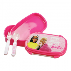 GIM ΦΑΓΗΤΟΔΟΧΕΙΟ ΠΛΑΣΤΙΚΟ 600ML ΜΕ ΠΙΡΟΥΝΙ ΚΑΙ ΚΟΥΤΑΛΙ BARBIE 571-22276