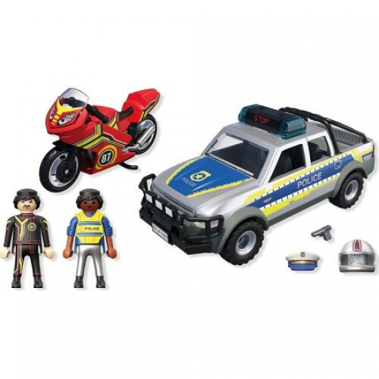PLAYMOBIL CITY ACTION - ΑΣΤΥΝΟΜΙΚΟ ΟΧΗΜΑ PICKUP ΚΑΙ ΜΟΤΟΣΥΚΛΕΤΑ 71875