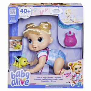 HASBRO BABY ALIVE BLONDE HAIR CRAWL N' PLAY HARPER HUGS F9709