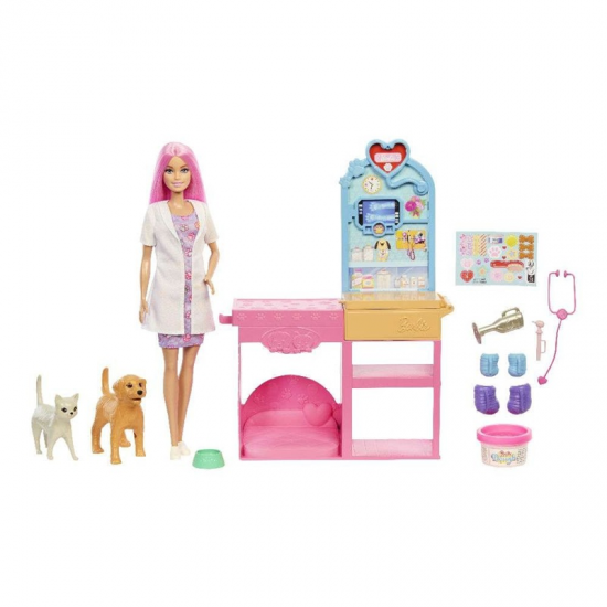 MATTEL BARBIE ΚΤΗΝΙΑΤΡΙΚΗ ΚΛΙΝΙΚΗ ΓΙΑ ΖΩΑΚΙΑ ΚΟΥΚΛΑ ΜΕ ΑΞΕΣΟΥΑΡ JFX93