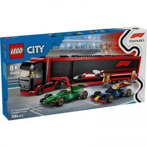 LEGO CITY F1 TRUCK WITH RB20 AND AMR24 F1 CARS 60445