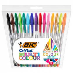 BIC ΣΤΥΛΟ CRISTAL 1.6mm LARGE MULTI COLOUR ΣΕΤ 15 ΤΕΜ 005.16.032