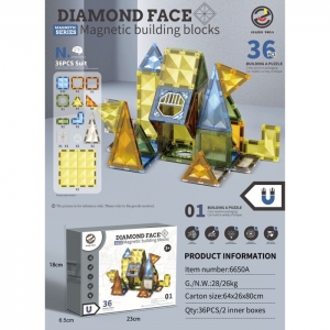 MARTIN TOYS ΜΑΓΝΗΤΙΚΑ ΤΟΥΒΛΑΚΙΑ DIAMOND FACE 36ΤΕΜ. 6650A