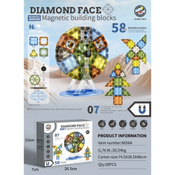 MARTIN TOYS ΜΑΓΝΗΤΙΚΟ ΠΑΖΛ DIAMOND FACE ΡΟΔΑ ΛΟΥΝΑ ΠΑΡΚ 58 ΤΕΜ. 6656A