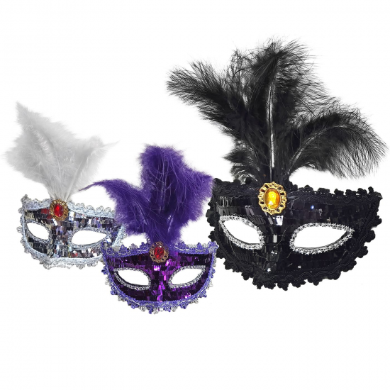 ΑΠΟΚΡΙΑΤΙΚΗ ΜΑΣΚΑ ΒΕΝΕΤΣΙΑΝΙΚΗ ΜΕ ΦΤΕΡΑ ΚΑΙ ΠΕΤΡΑΔΙ ΑΣΗΜΙ 3-2400