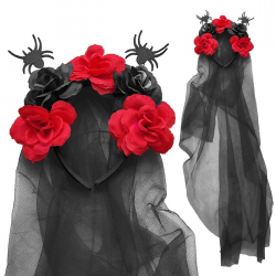 ΑΠΟΚΡΙΑΤΙΚΗ ΣΤΕΚΑ DAY OF DEAD ΜΕ ΛΟΥΛΟΥΔΙΑ ΚΑΙ ΠΕΠΛΟ 70x20cm 3-2539