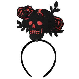 ΑΠΟΚΡΙΑΤΙΚΗ ΣΤΕΚΑ ΜΕ ΚΟΚΚΙΝΑ ΤΡΙΑΝΤΑΦΥΛΛΑ ΚΑΙΙ ΝΕΚΡΟΚΕΦΑΛΗ 16x25cm 3-2683