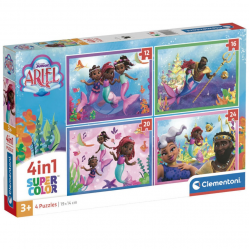 CLEMENTONI 4 IN 1 PUZZLE 12-16-20-24 ΤΕΜ SUPER COLOR DISNEY JUNIOR ARIEL 87427 / 21533