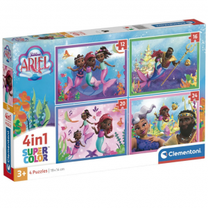 CLEMENTONI 4 IN 1 PUZZLE 12-16-20-24 ΤΕΜ SUPER COLOR DISNEY JUNIOR ARIEL 87427 / 21533
