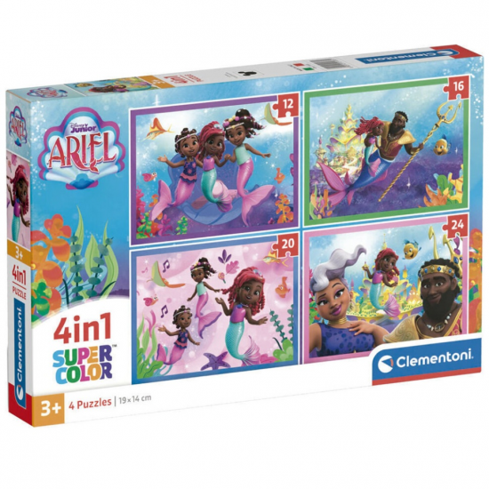 CLEMENTONI 4 IN 1 PUZZLE 12-16-20-24 ΤΕΜ SUPER COLOR DISNEY JUNIOR ARIEL 87427 / 21533