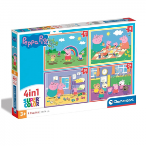 CLEMENTONI 4 IN 1 PUZZLE 12-16-20-24 ΤΕΜ SUPER COLOR PEPPA PIG 88235 / 21516