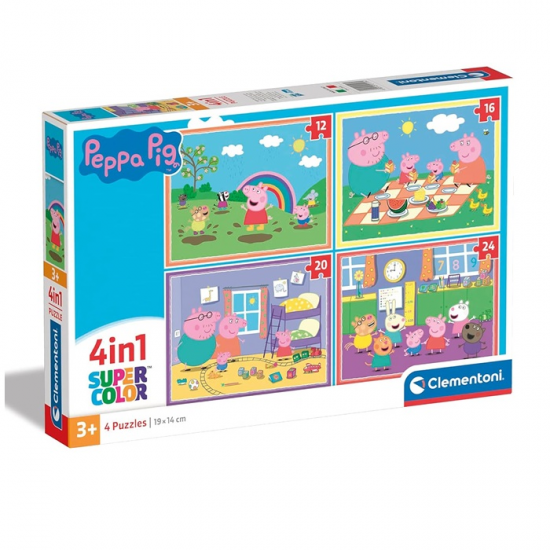 CLEMENTONI 4 IN 1 PUZZLE 12-16-20-24 ΤΕΜ SUPER COLOR PEPPA PIG 88235 / 21516
