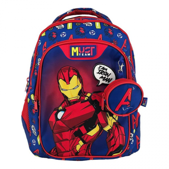 MUST ΤΣΑΝΤΑ ΔΗΜΟΤΙΚΟΥ AVENGERS IRON MAN BLUE 3 ΘΕΣΕΩΣ 506365