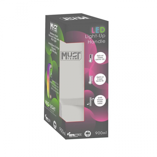 MUST ΠΟΤΗΡΙ ΘΕΡΜΟΣ ΑΝΟΞΕΙΔΩΤΟ ΓΚΡΙ 900ML ΜΕ 6 LED ΦΩΤΙΣΜΟΥ 587608